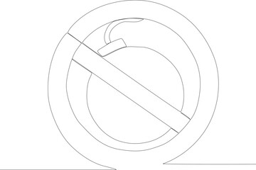 A sign prohibiting the use of military explosives. Anti-terrorism day one line drawing