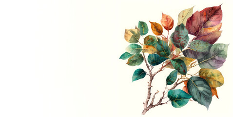 Creative Photo of Beautiful Watercolor Nature Leave, branch, plant, flowery realistic AI Generative Illustration 