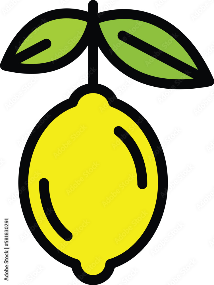 Aufkleber lemon fruit icon. outline lemon fruit vector icon for web design isolated on white background color 