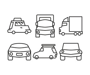 car and transportation line icons set