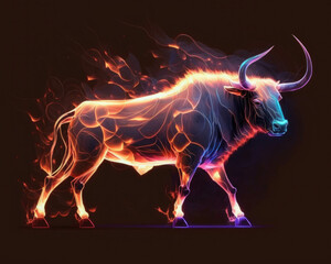 Obraz na płótnie Canvas A powerful bull with a strong and determined energy. Zodiac Astrology concept. AI generation.