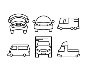 car and vehicle line icons set vector illustration