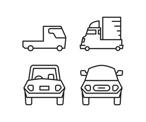 car and vehicle line icons set vector illustration