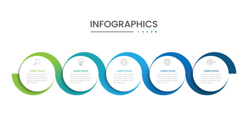 Business Infographic design template Vector with icons and 5 options or steps.