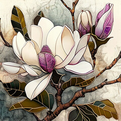 Abstract magnolia flower, bright botanical floral background