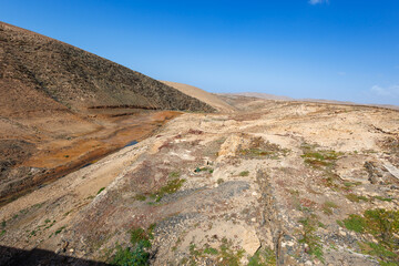 Emblase de los Molinos water reservoir in the centre of the island of Fuerteventura