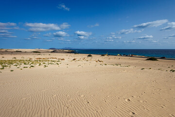 Sand dunes in the Parque Natural de Corralejo on the island of Fuerteventura