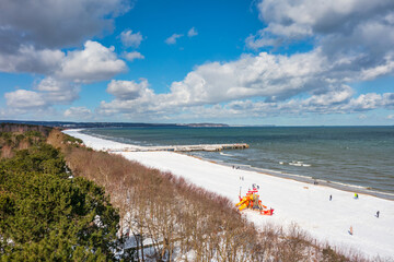 Beach of the Baltic Sea in Gdansk at winter. Poland