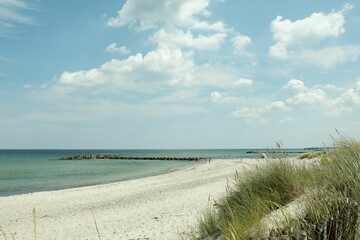 Sandy beach of Baltic Sea  on a sunny day