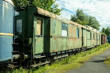 Fototapeta na wymiar Old train wagon in a train museum