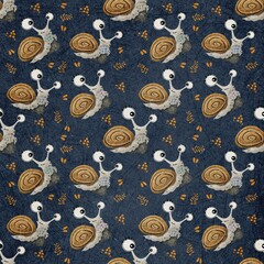 Seamless pattern with snail on texture background 