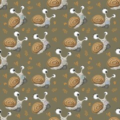 Seamless pattern with snail 
