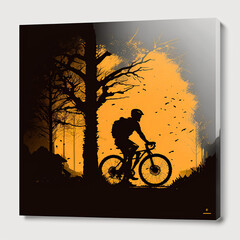 bike, bicycle, silhouette, cycling, sport, biker, sunset, mountain, cyclist, boy, cycle, biking, sky, people, vector, ride, person, activity, sports, extreme, woman, leisure, generative, ai