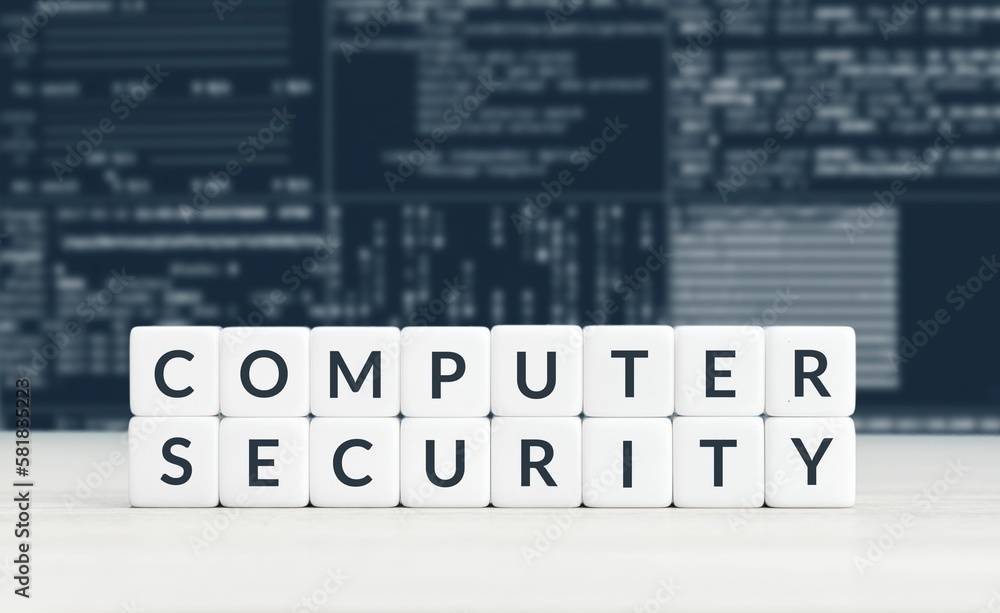 Poster computer security text on blocks