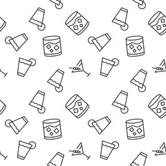 Seamless vector monochrome pattern of glasses and cups for various beverages for covers, shops, wrappers, sites, apps