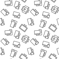 Seamless pattern of TV set, computer, smartphone. Perfect for wallpapers, covers, backgrounds, fabric, textile