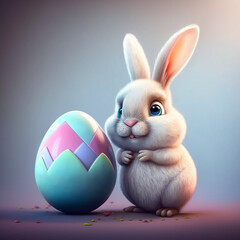 cute easter bunny and egg
