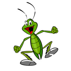 Cartoon grasshopper happy and playfull  dancing vector illustration clip art