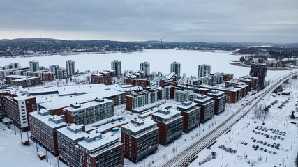 Lutakko area. in Jyvaskyla, winter evening 01