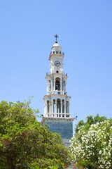 Obraz premium imposing bell tower of the church of the Holy Apostles Peter and Paul is the trademark of Argalastit