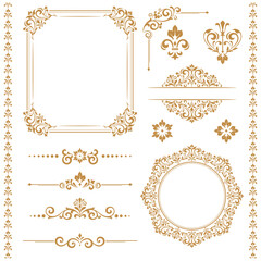 Vintage Set. Floral elements for design monograms, invitations, frames, menus and labels. Graphic design of the website, cafes, boutiques, hotels, wedding invitations.