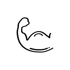 Biceps doodle icon logo sign Curl muscle emblem Hand drawn ink sketch Sport fitness design Bodybuilding style Fashion print for clothes greeting invitation card flyer educational poster banner ad