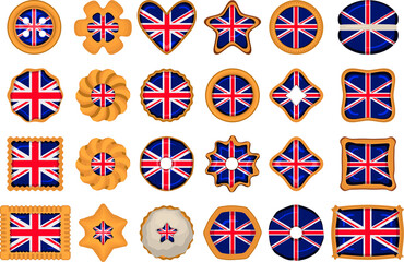 Cookie with flag country Great Britain in tasty biscuit