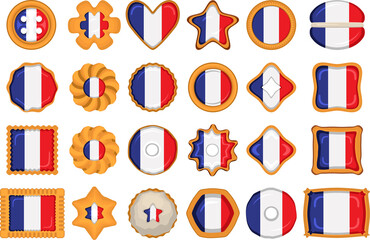 Homemade cookie with flag country France in tasty biscuit