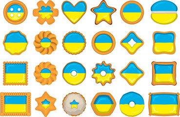 Homemade cookie with flag country Ukraine in tasty biscuit