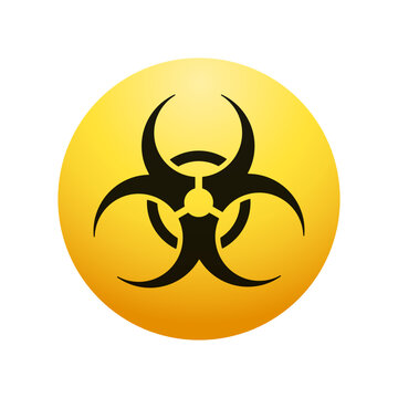 Biohazard flat icon. Black vector element on yellow background.