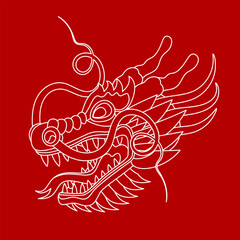 Traditional chinese dragon head. Zodiac sign. Vector illustration.