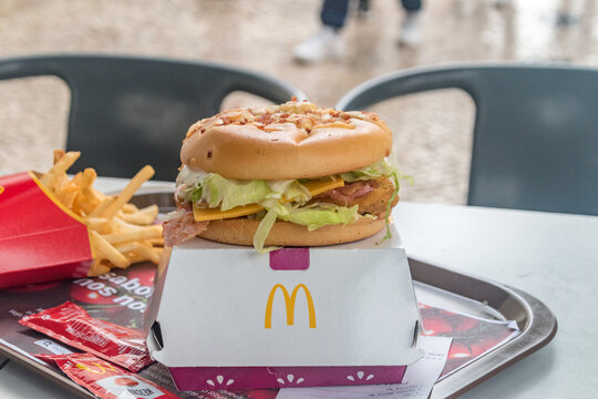 Lisbon, Portugal - December 3, 2022: McDonald's CBO burger.