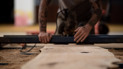 Cutting Timber Table Saw