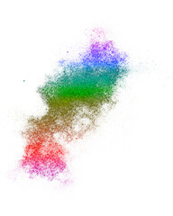 Explosion of multi-colored paint, bright vibrant pigments. Noisy dust and powder texture, flicker and shimmer noise