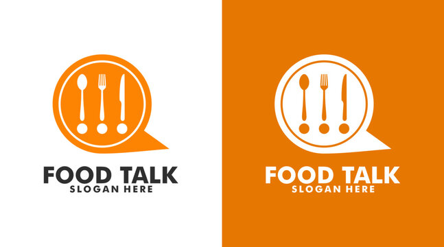 Food talk logo design template vector, online food , Cafe or restaurant logo.