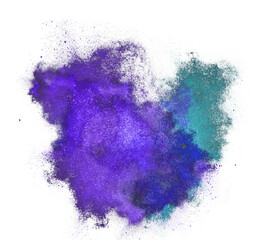 Explosion of multi-colored paint, bright vibrant pigments. Noisy dust and powder texture, flicker and shimmer noise