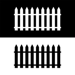 black and white fence icon in trendy flat design