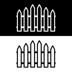 black and white fence icon in trendy flat design