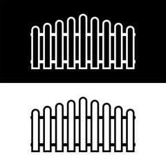 black and white fence icon in trendy flat design