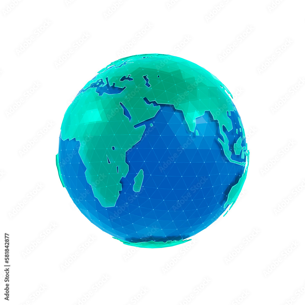 Poster a world globe. polygonal cg model of a globe for infographics/presentation purpose use. 3d-rendering