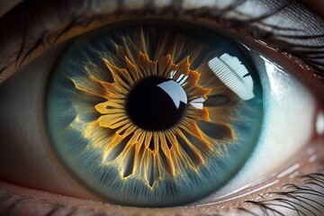 Close-up of the iris of the human eye as a digital illustration (Generative AI)
