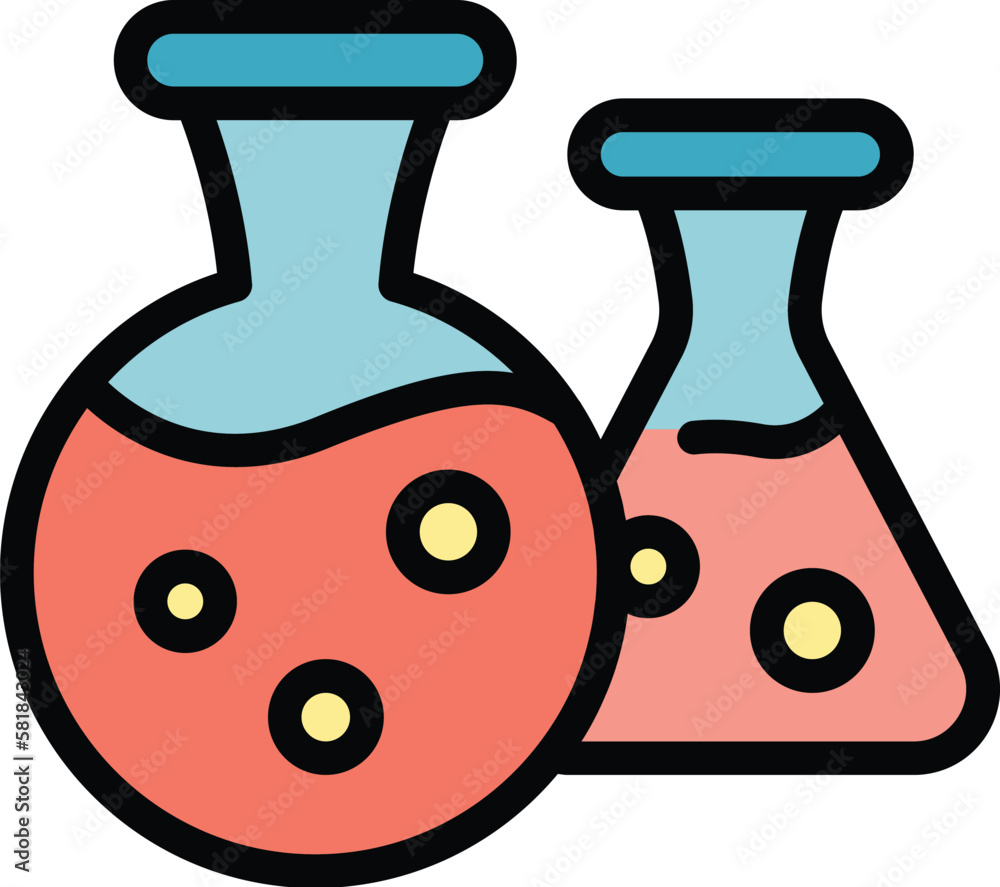 Poster test flask icon. outline test flask vector icon for web design isolated on white background color fl