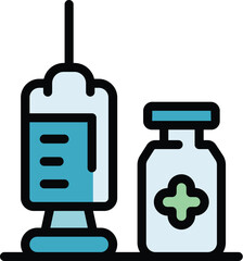 Immune syringe icon. Outline immune syringe vector icon for web design isolated on white background color flat