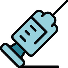 Vaccine syringe icon. Outline vaccine syringe vector icon for web design isolated on white background color flat
