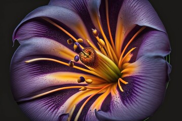 Deep Purple Lily in Full Bloom, AI Generated