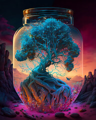 tree of life in jar - obrazy, fototapety, plakaty