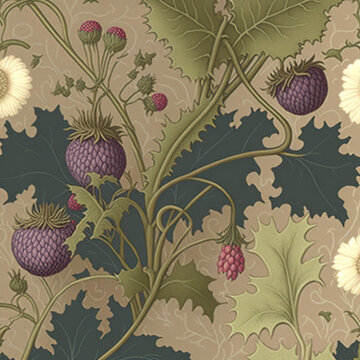 seamless floral pattern with strawberries