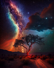 Obraz na płótnie Canvas cosmic tree stretches to the cosmos