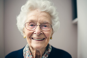 Generative ai close up portrait of senior old smiling grandmother woman - obrazy, fototapety, plakaty