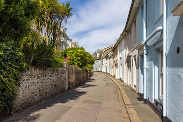 The picturesque coloured houses that back on to the Esplanade in Fowey, Cornwall.
